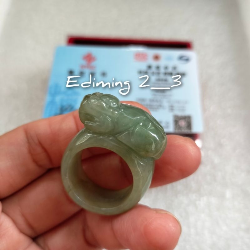 CINCIN GIOK ASLI BURMA FEICUI JADEITE JADE BURMA GR A - BATU GIOK HQ MODEL PIXIU