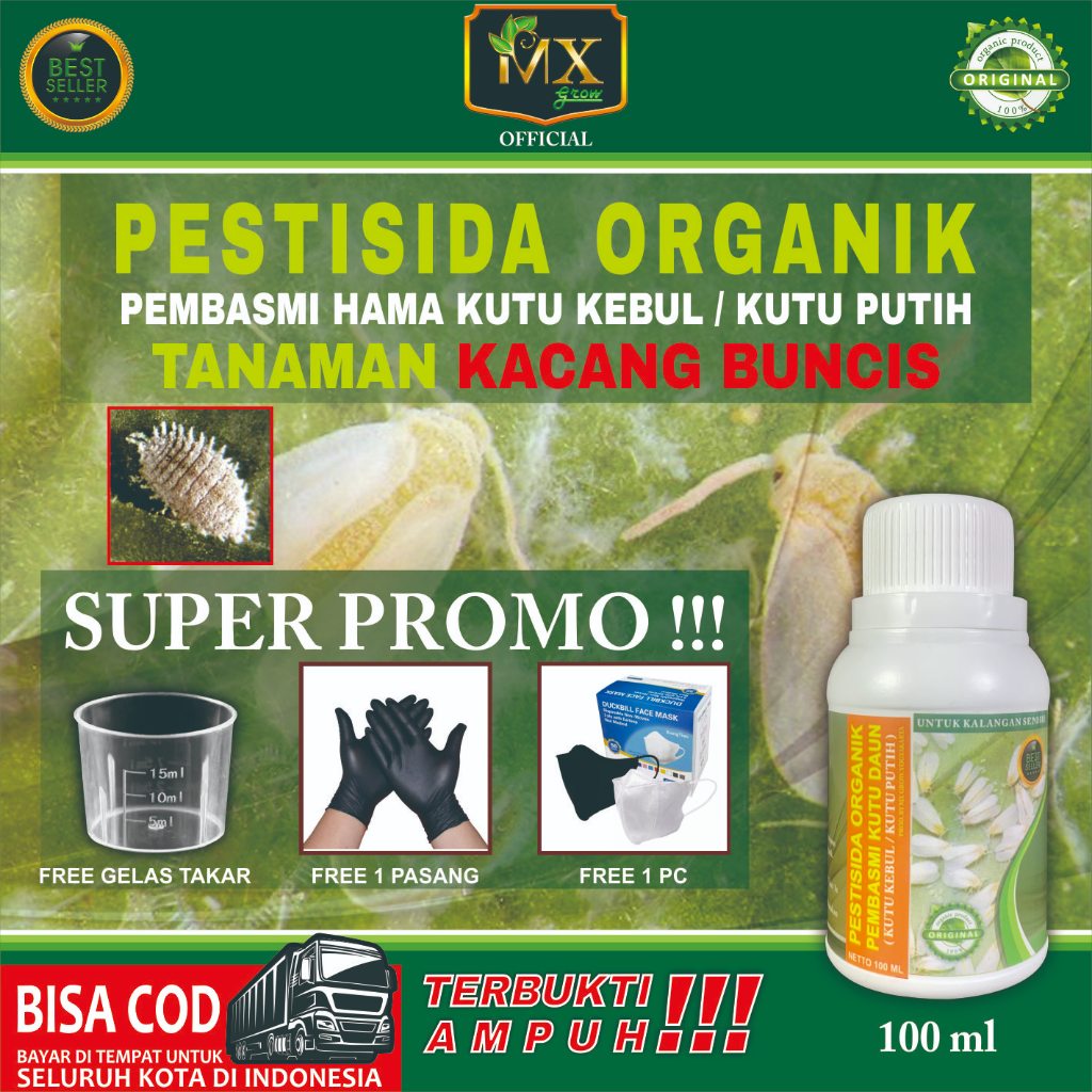 Pestisida Organik Pembasmi KUTU DAUN ( Kutu Kebul / Kutu Putih ) Untuk Tanaman BUNCIS 100 ml