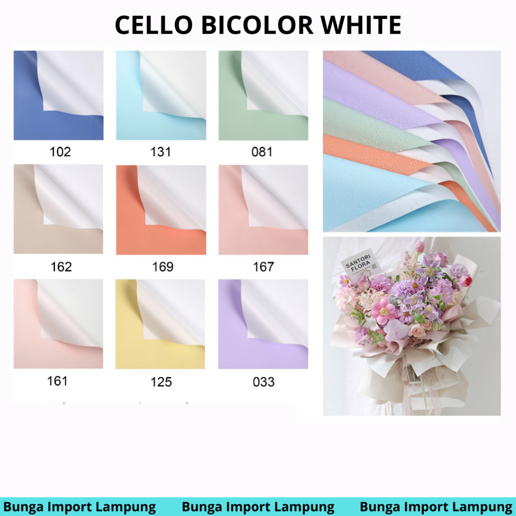 

(Pack) Kertas Buket Cellophane Bicolor White/Flower Wrapping Double side/kertas buket polos murah