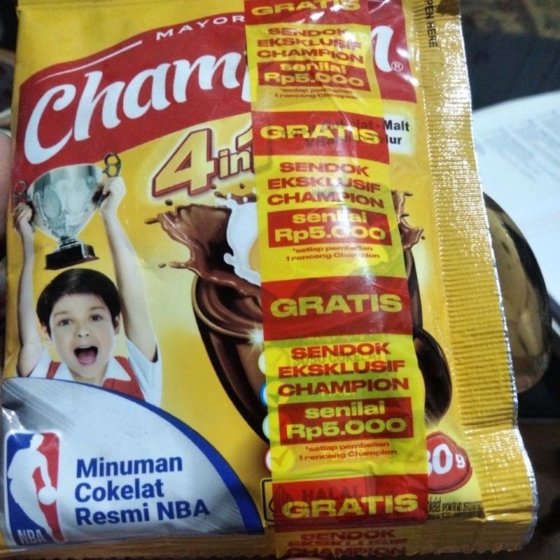 

susu champions isi 10 bungkus gratis sendok