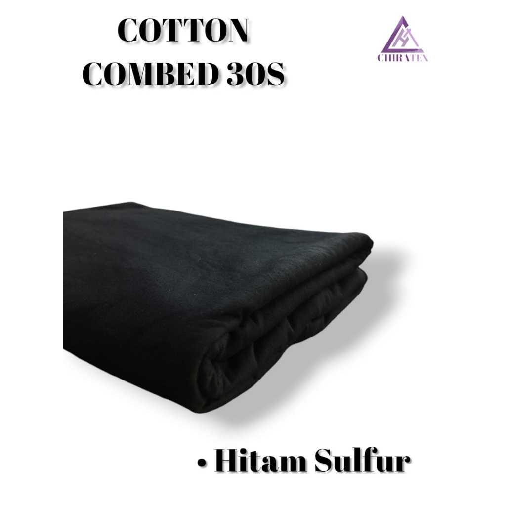 KAIN COTTON COMBED 30S WARNA HITAM SULFUR (BAHAN KAOS)
