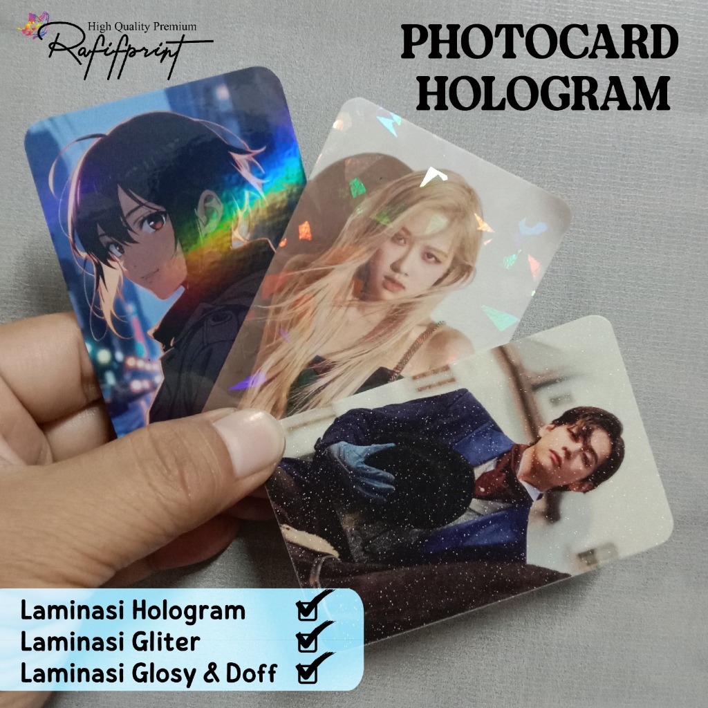 [ MINIMAL ORDER 10 PCS ] CETAK PHOTOCARD CUSTOM  LAMINASI HOLOGRAM , GLOSY, DOFF