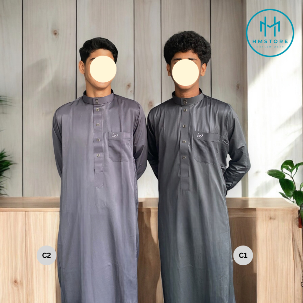 Gamis Pria Farhan / Jubah Warna Lengan Manset Kerah Bulat Premium