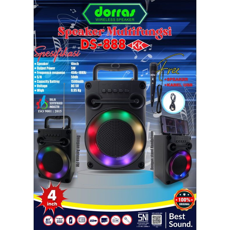 speaker bluetooth dorras DS 888 free mic karaoke