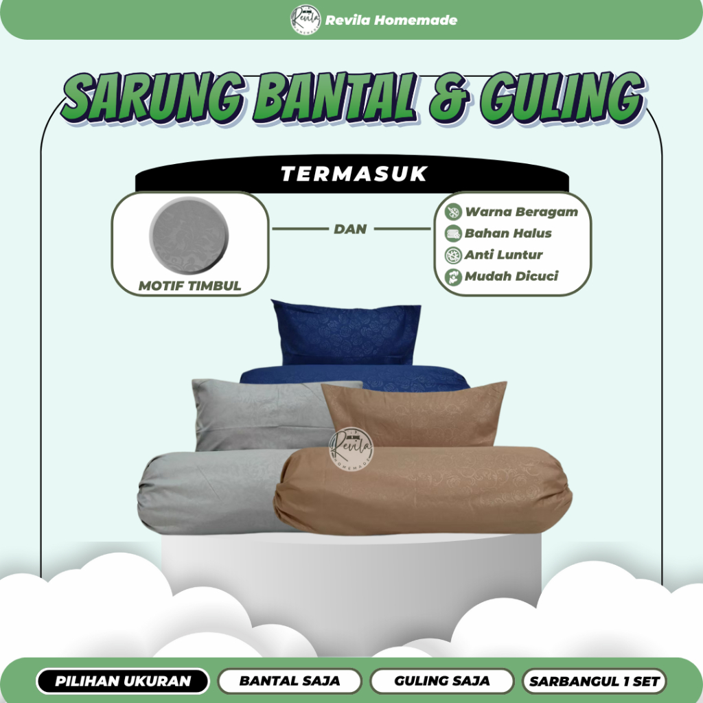 Sarung Bantal Guling Polos - Sarung Bantal Polos Emboss - Sarung Bantal 45x65 - Sarung Bantal Polos