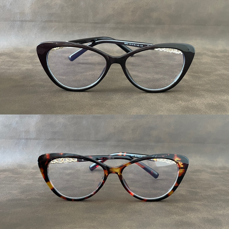 (CH 01) FRAME KACAMATA BACA EYEWEAR FASHION WANITA CAT EYE HITAM LEOPARD