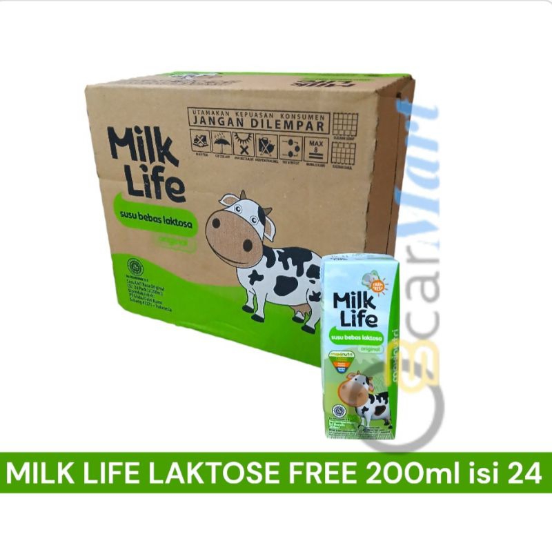 

MILK LIFE Susu FREE LACTOSE Rasa Original 200ml 1 Dus isi 24 Bebas laktosa