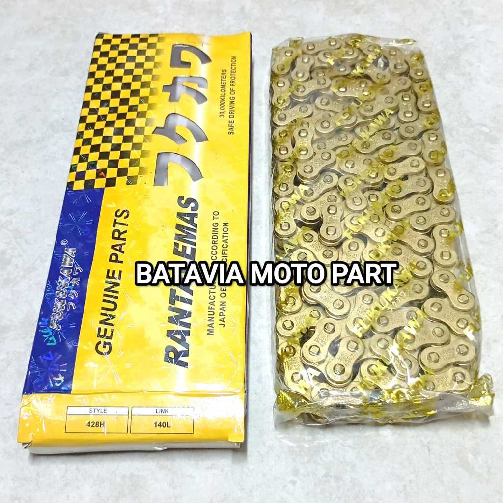 RANTAI MOTOR WARNA EMASFUKUKAWA UKURAN 428H 140L EMAS
