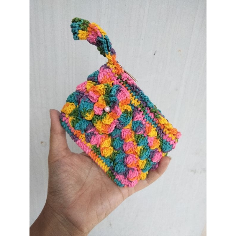 DOMPET RAJUT MINI RAINBOW // DOMPET KOIN RAJUT // DOMPET WANITA MINI