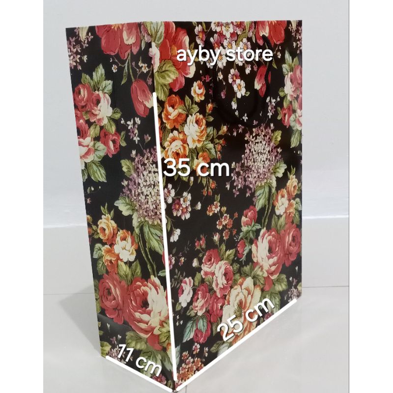 

paperbag motif bunga ukuran 25 x 35 x 11