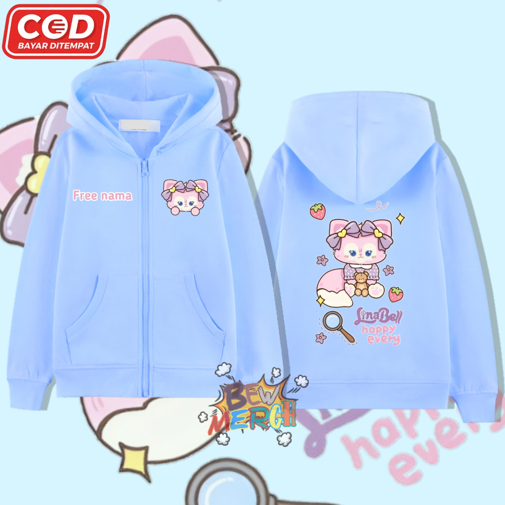 Hoodie Zipper Anak Kucing Linabell / Jaket Anak Resleting  Kucing Linabell