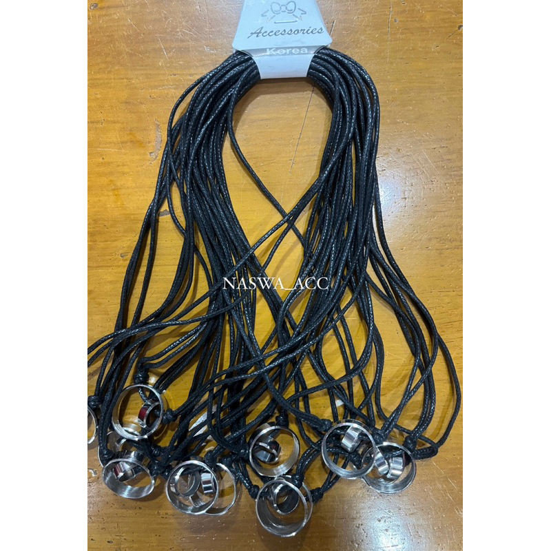 kalung tali cincin stainless/ kalung tali pria, wanita/kalung tali liontin cincin