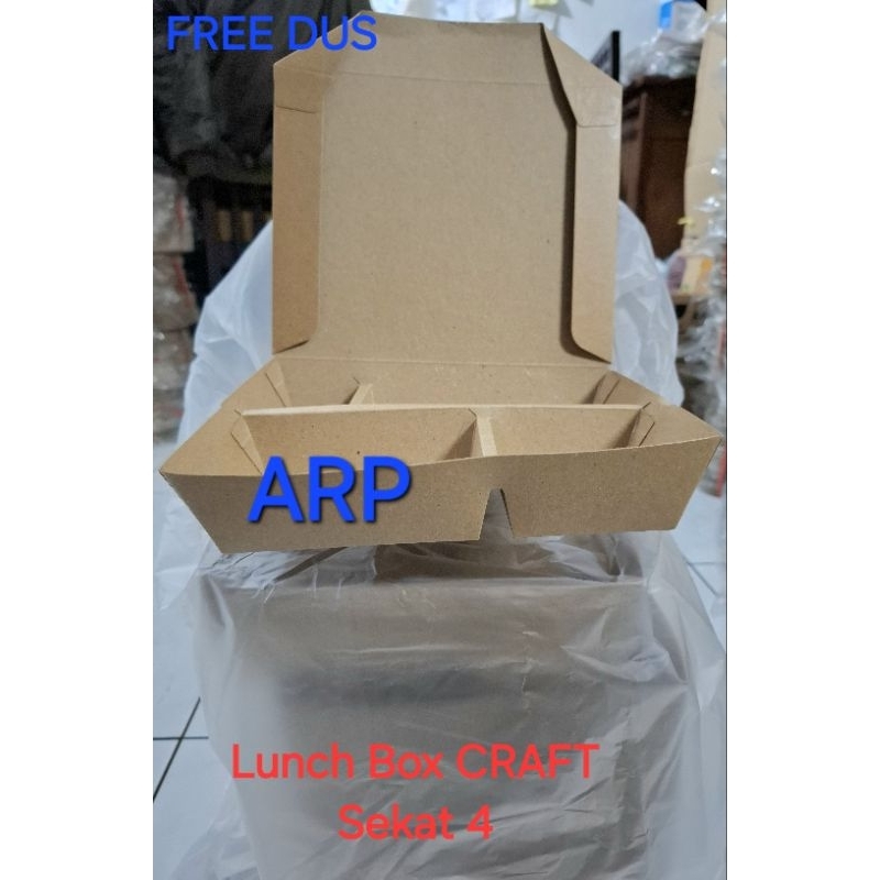 LUNCH BOX Craft Sekat 4 LAMINASI DALAM/Lunch Box CRAFT-COKLAT Sekat 4/HARGA TERTERA UTK 25LEMBAR
