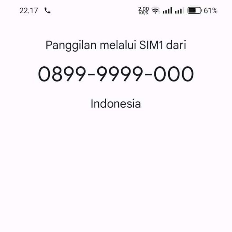 Nomor Cantik Perdana Three Tri 0899 9999 000