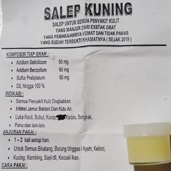 salep kuning obat kulit ayam sapi kambing kelinci kucing bubul kadas kurap kutil bengkak