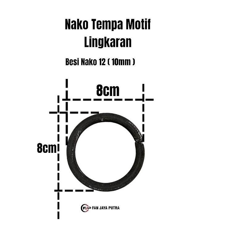 Nako Tempa Motif Lingkaran ukuran 8cm besi nako 12 ( 10mm ) | Ornamen Nako Tempa Lingkaran 8cm | Aks