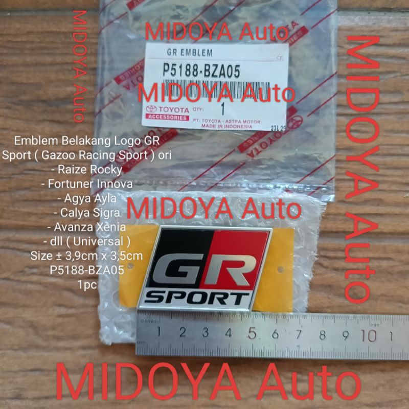 Emblem Belakang Logo GR Sport Raize Rocky Fortuner Innova Agya Ayla Calya Sigra Avanza Xenia P5188-B