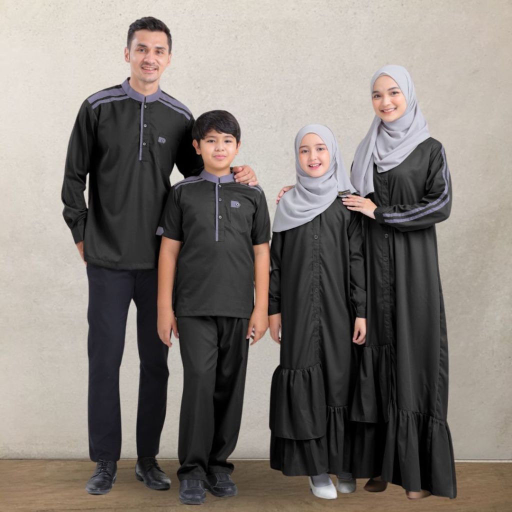 Nayera Sarimbit Keluarga Baju Couple Muslim Daily Premium Warna Hitam Baju Muslim Couple Keluarga