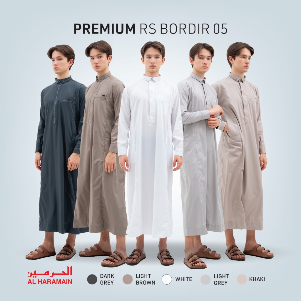 AL Haramain Jubah / Gamis Pria Remaja & Dewasa Premium Resleting Bordir (05) | Abu Tua | Silver | Co