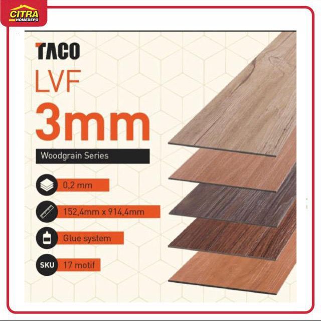 Lantai Vinyl Motif Kayu TACO 3MM (Harga Per dus)