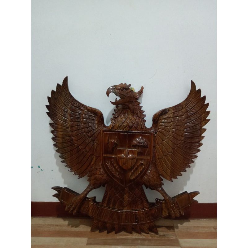 Lambang Garuda Pancasila Kayu Jati Asli uk 50x50