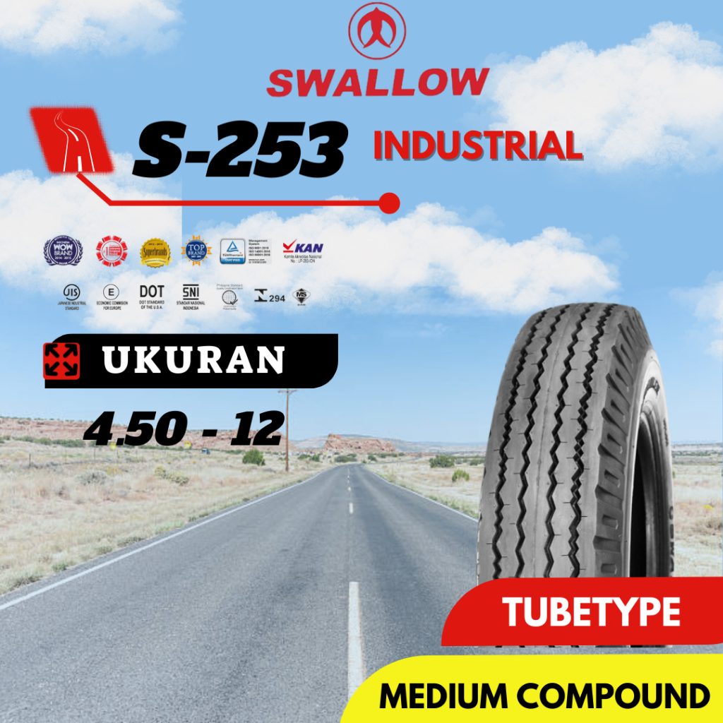 BAN MOTOR VIAR SWALLOW S-253 Ukuran 450-12 Ring 12 TUBETYPE