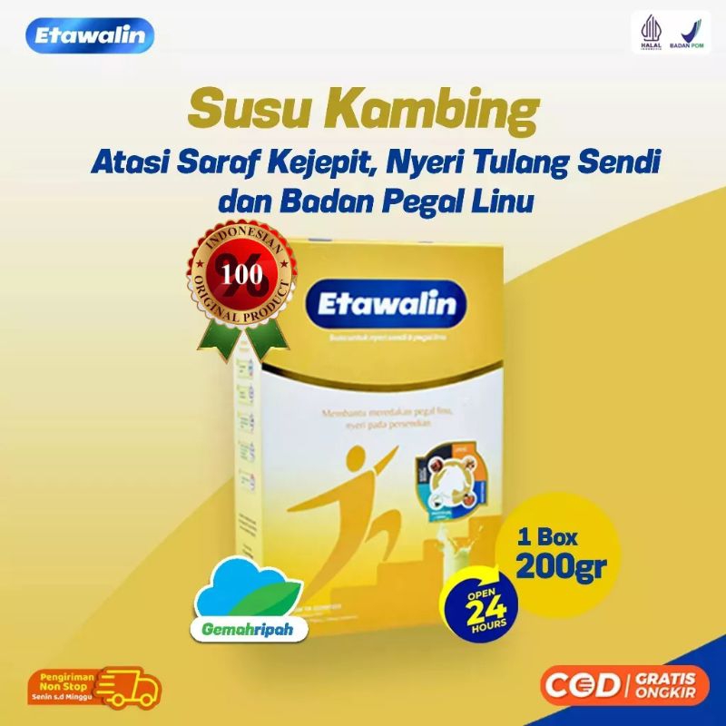 

Susu Kambing Etawalin - Atasi Badan Pegal Linu, Rematik, Saraf Kejepit, Asam Urat, Nyeri Sendi, Tulang dan Otot Original 200gr