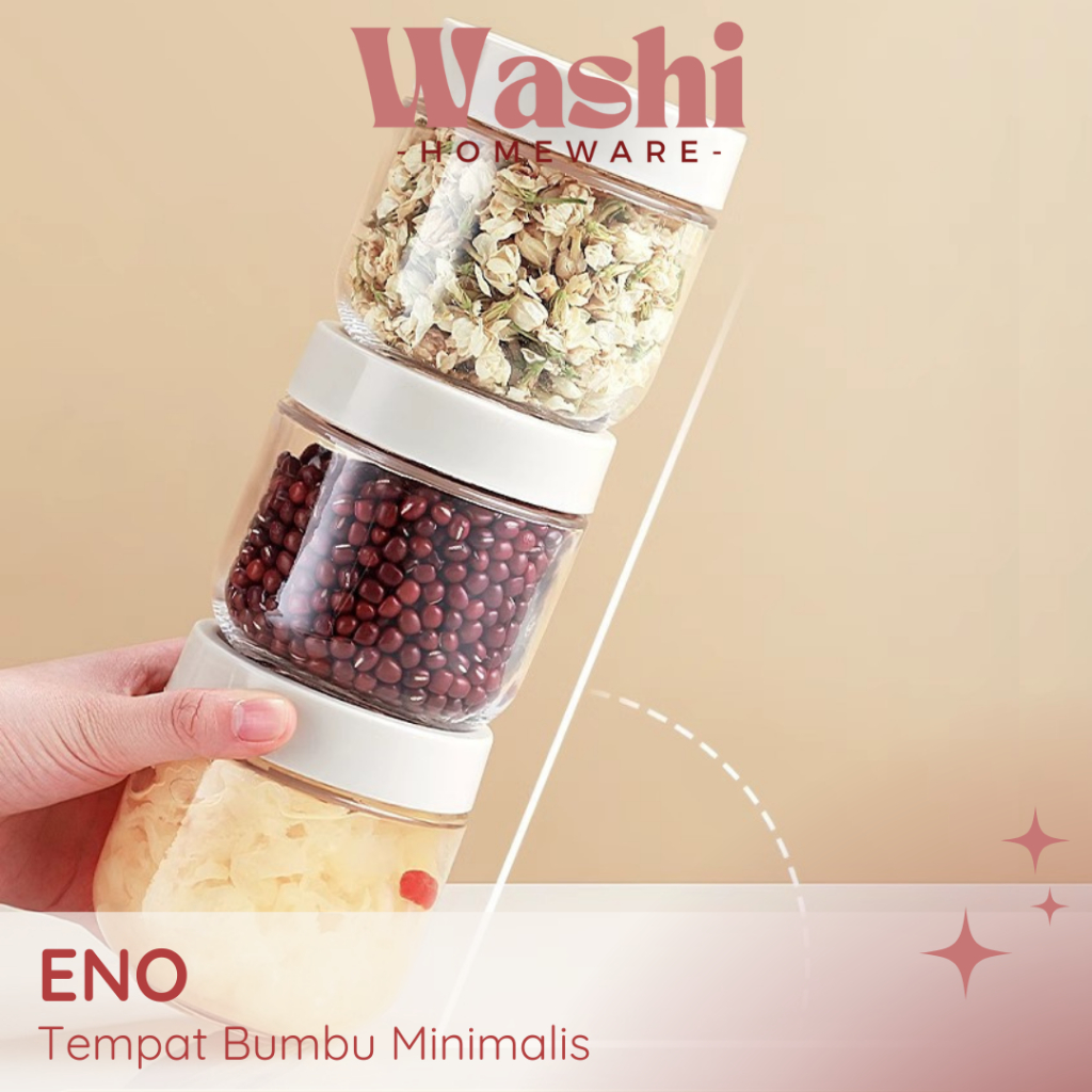 WASHI - ENO Spice Jar Permen Minimalis Food Container Kue Kering Estetik Organizer Dapur Cemilan Top