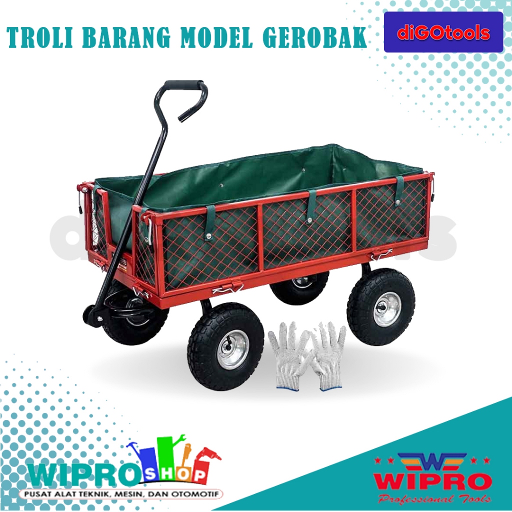 Baru Wipro Troli Barang Model Gerobak Kap.300Kg Htl500 - Trolli Barang Model Gerobak 300Kg