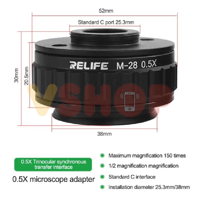 C-MOUNT LENS SZMCTV1/2 0.5X LENSA ADAPTOR KAMERA MIKROSKOP TRINOCULAR M-28