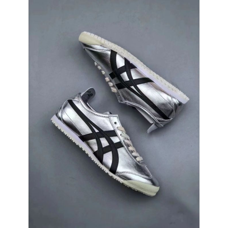 Sepatu OnitsukaTiger MEXICO66 Leather Silver Black