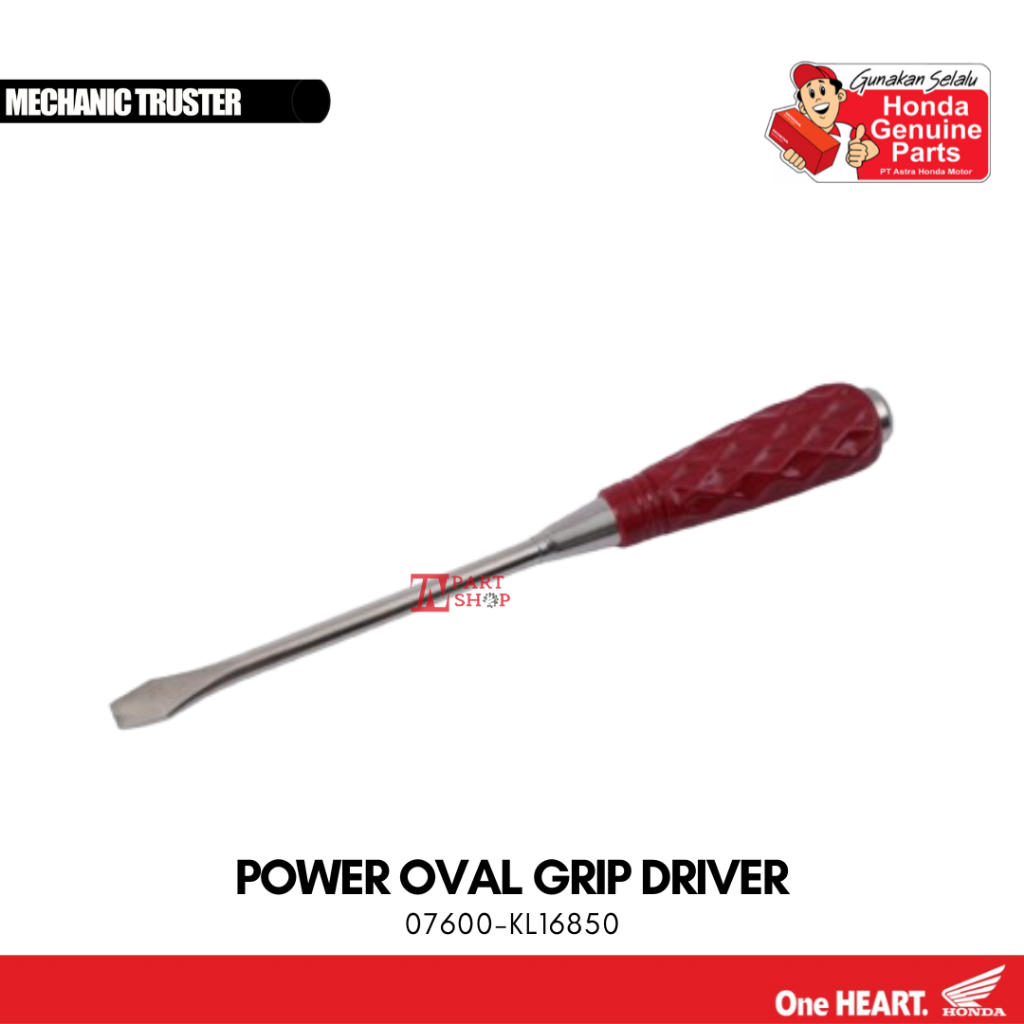 Obeng (-) Merah Besar - Obeng Stel Komstir (Power Oval Grip Driver) Original Honda KOWA / 07600-KL16