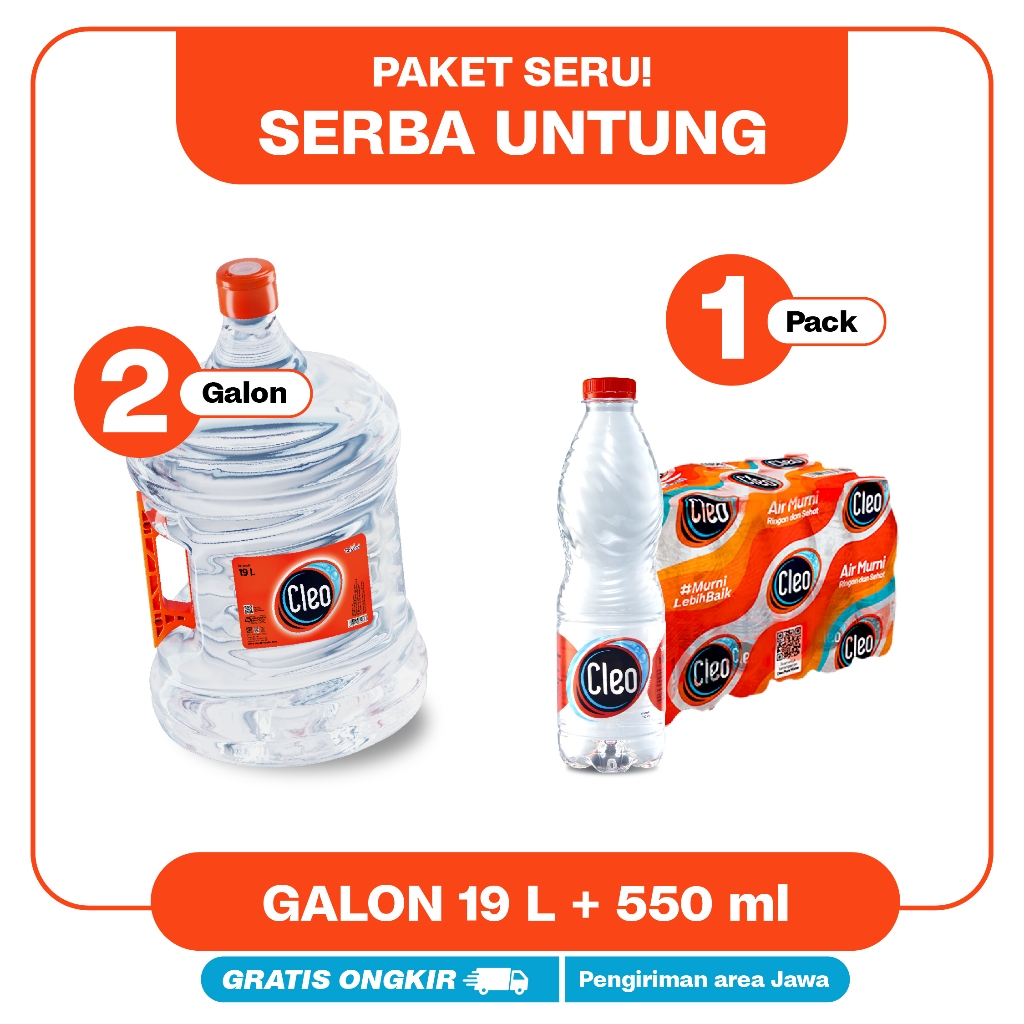 

Cleo Air Murni 550ml 1 pack + 2 Galon 19L