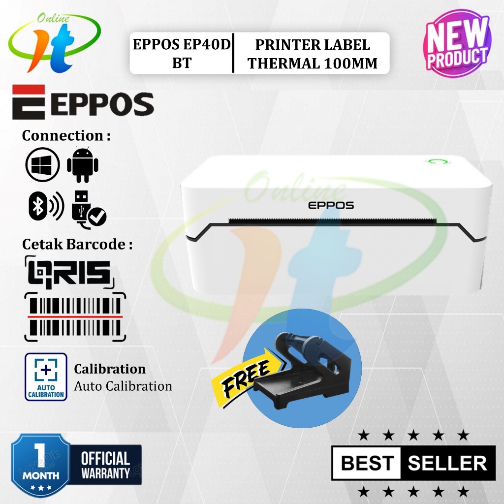 Eppos EP40D Printer Bluetooth Thermal 100mm EP-40D EP 40D USB Cetak Resi A6 Harga Barang