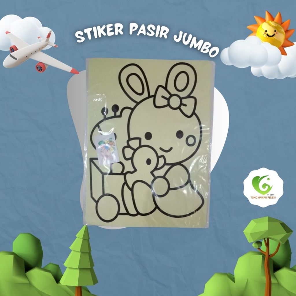 Isi 50 pcs Stiker Pasir Jumbo / Stiker Mewarnai Coloring Pasir / Sand Colouring Sticker Mainan Anak 