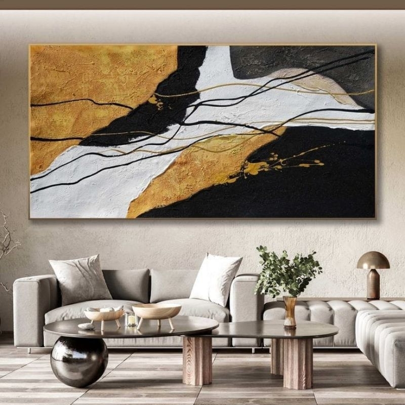 lukisan dinding ruang tamu abstrak besar hotel kamar tidur lobi 150 x 80 cm plus bingkai frame