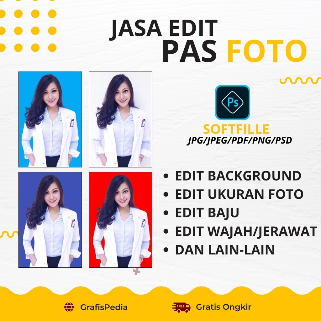 Jasa Edit Pas Foto Kerja | Tambah Jas | Edit Background & Latar Belakang