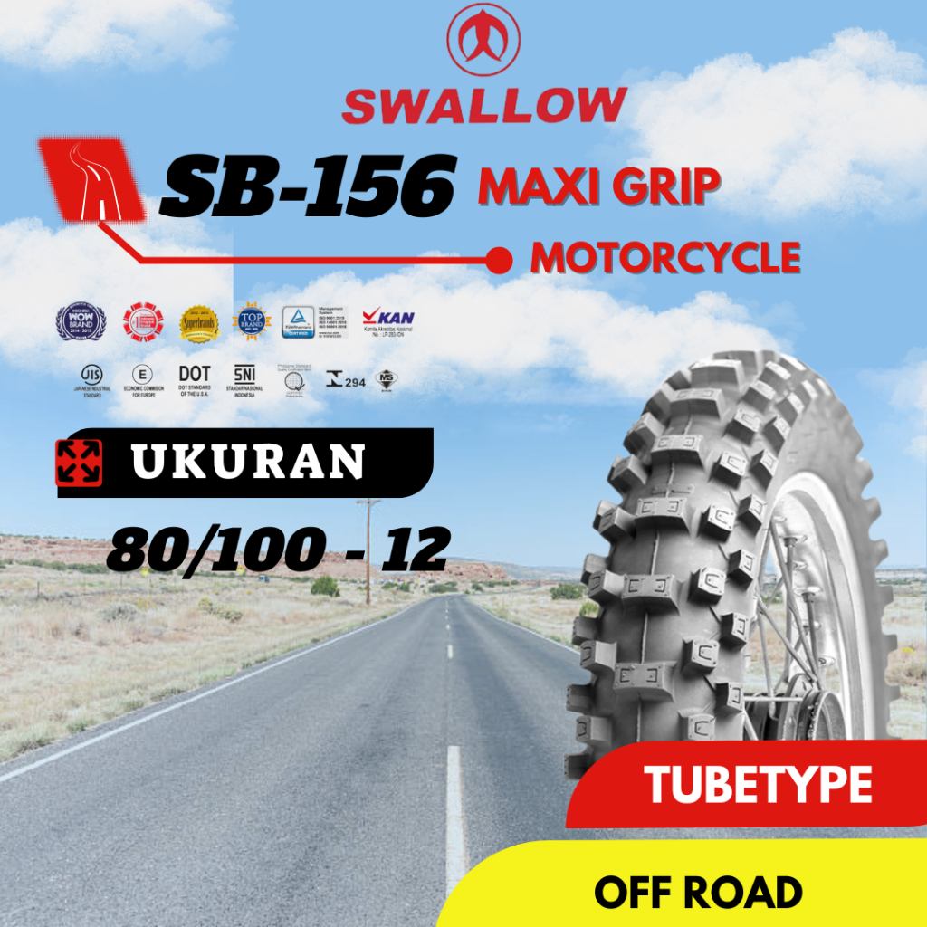 BAN MOTOR TRAIL SB-156 Maxi Grip 80/100 Ring 12 TUBETYPE