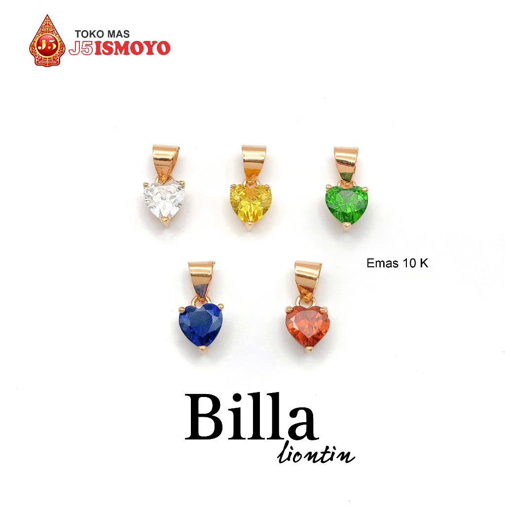 Liontin Emas Love batu warna Billa J5 Ismoyo