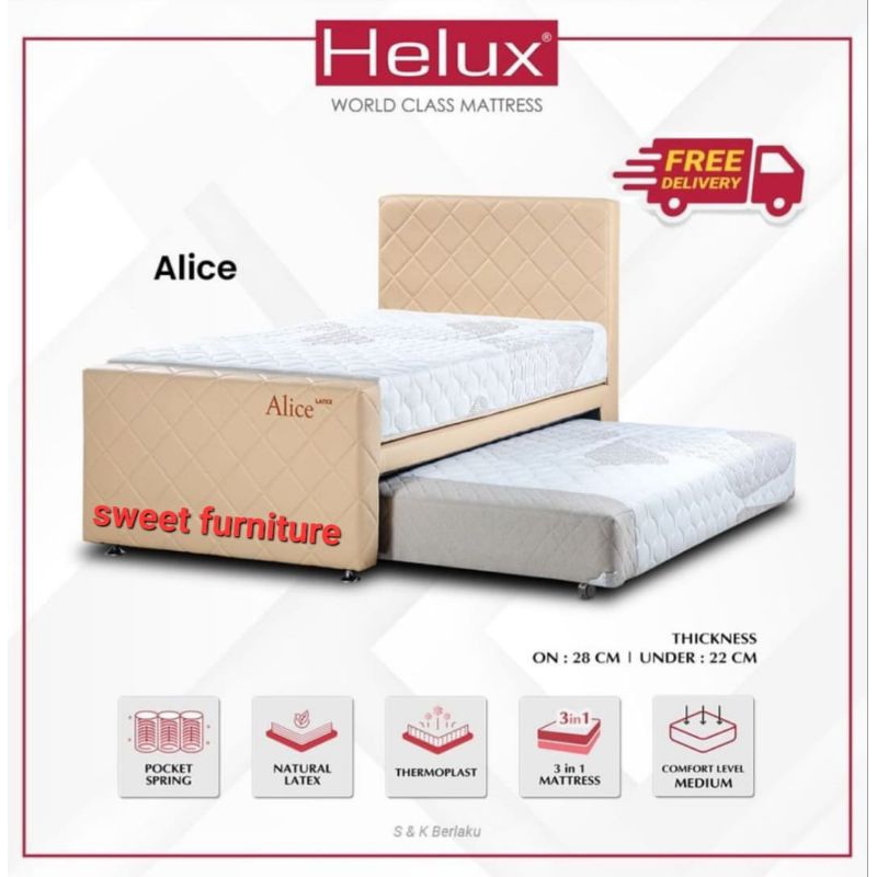 bed dorong helux alice latex 3 in 1