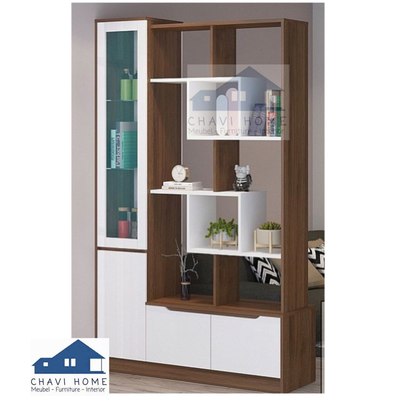 Penyekat ruangan divider buffet partisi ruangan serbaguna lemari hias ukuran 120