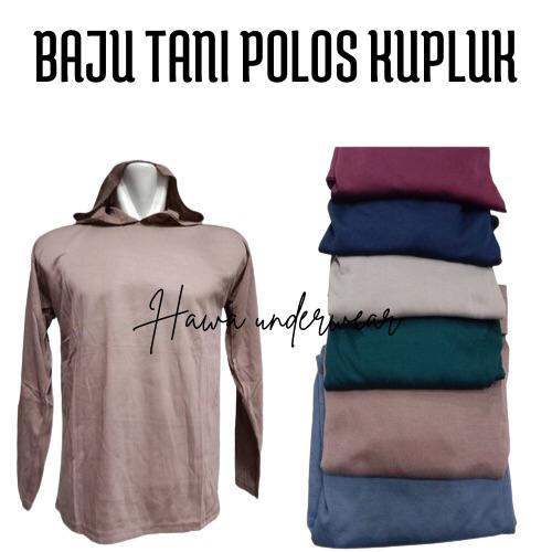 Kaos Polos Lengan Panjang / Kaos Kastani Polos Pria / Baju Tani Bertopi