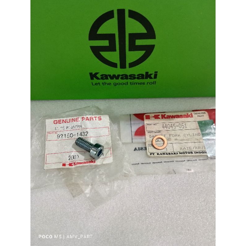 baut sulingan shock depan+ring ninja 250 karbu ninja 250 fi old z250 2 silinder