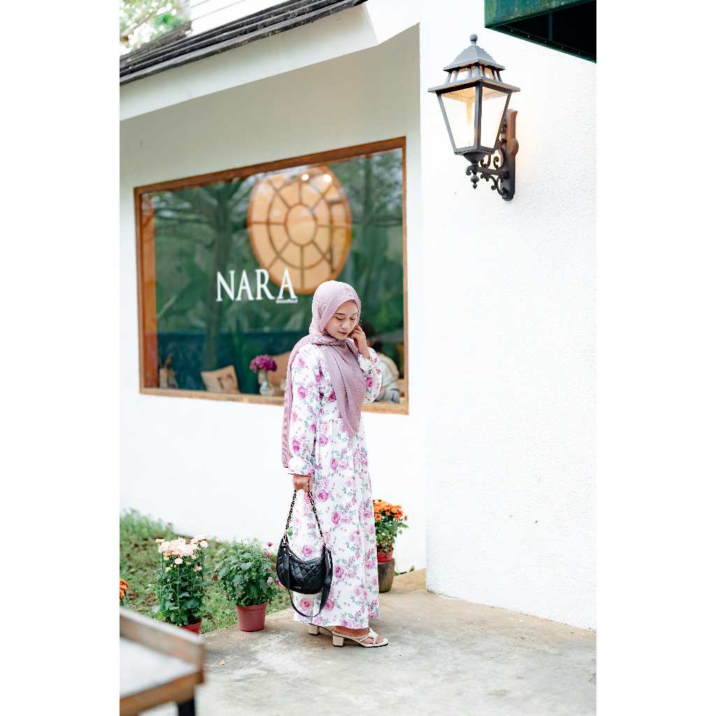 Gamis Lyodra korean Style fashion Crinkle Motife Bunga Muslim Remaja 2023