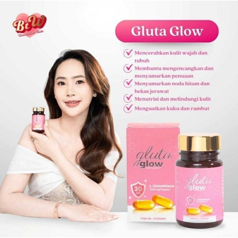 gluta glow skin pemutih suplemen pencerah kulit badan (30 kapsul)