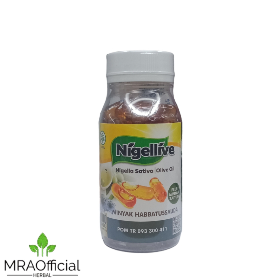Nigellive 100 Kapsul | Minyak Habbatussauda Plus Zaitun Olive Oil | Nigellive Habbatusauda Oil