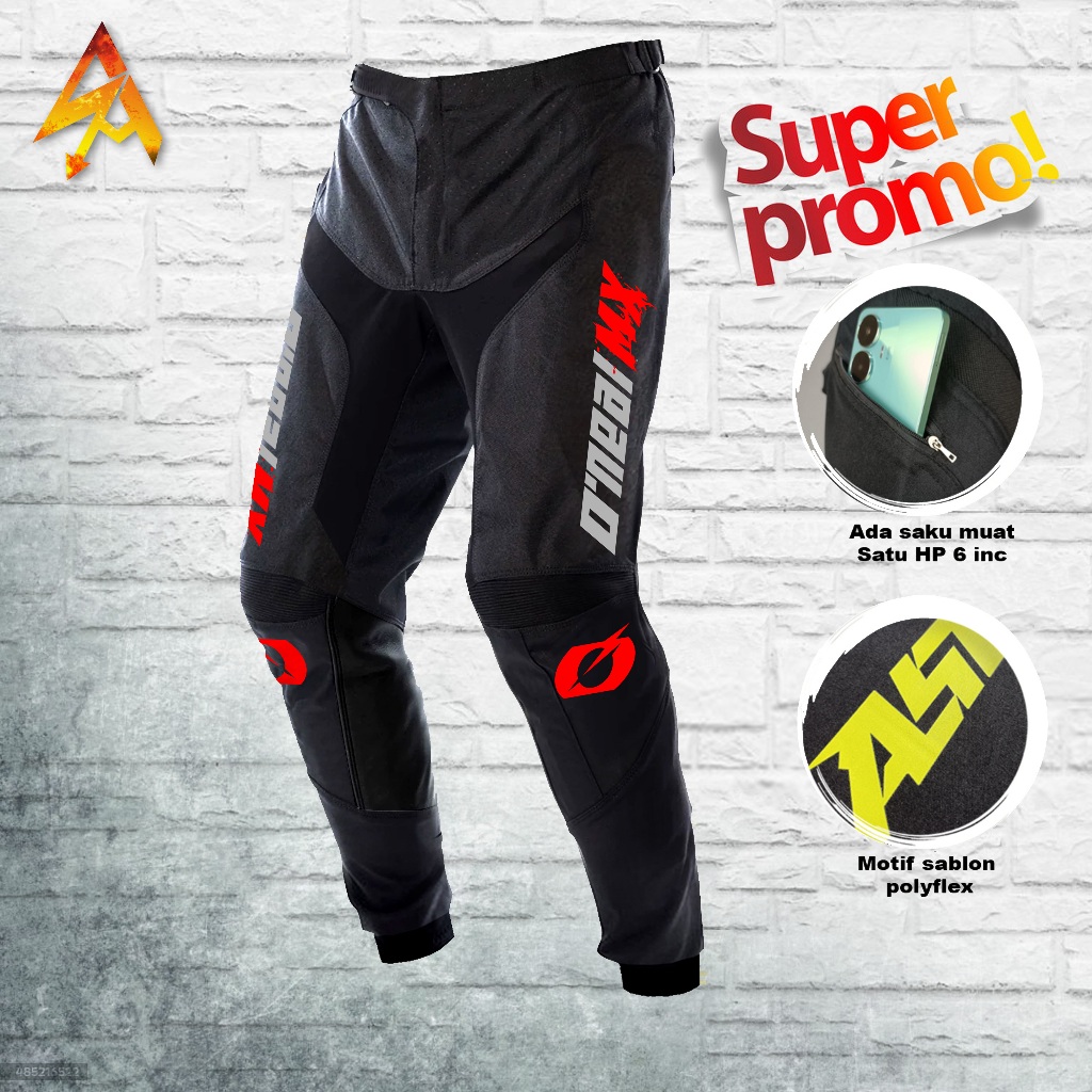Celana trail motor cross adventur trabas black hitam untuk clana panjang pria dewasa motocross tril 