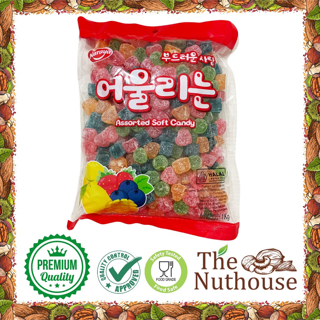 

Naraya Soft Candy Assorted / Permen Jelly Rasa Aneka Buah 1kg [HALAL]