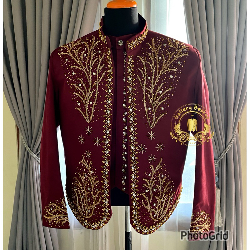 READY Beskap pengantin jawa maroon/ beskap solo/ hewes