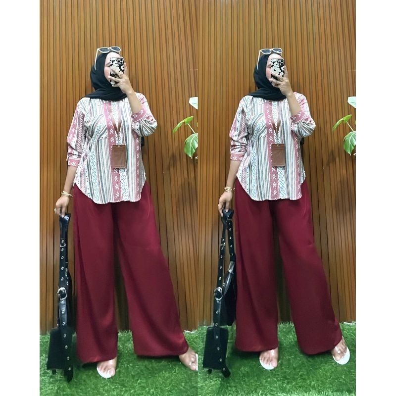 Set Zara Combi Kulot Twill | Setelan wanita